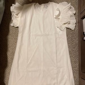 White Ruffle Sleeve Dress